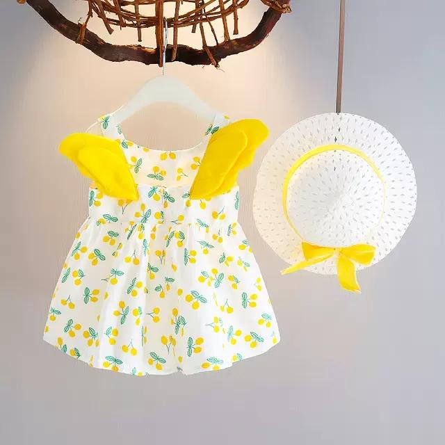New Style Lovely Printed Baby Girl Dress In Hat ( 3 Month To 1 Year)