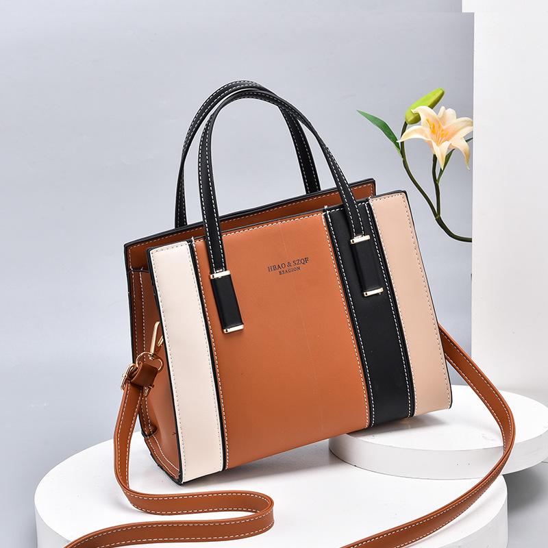 Stylish Trendy Brown Colorful Shoulder Messenger Bag Street Mix Fabric Handbags For Ladies