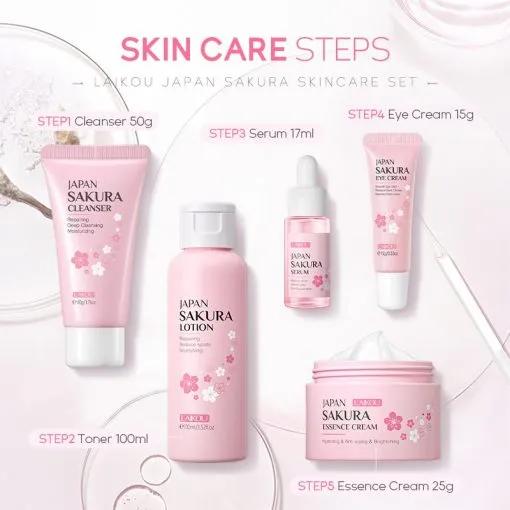 Set of 5 Pcs Laikou Japan Sakura Skincare