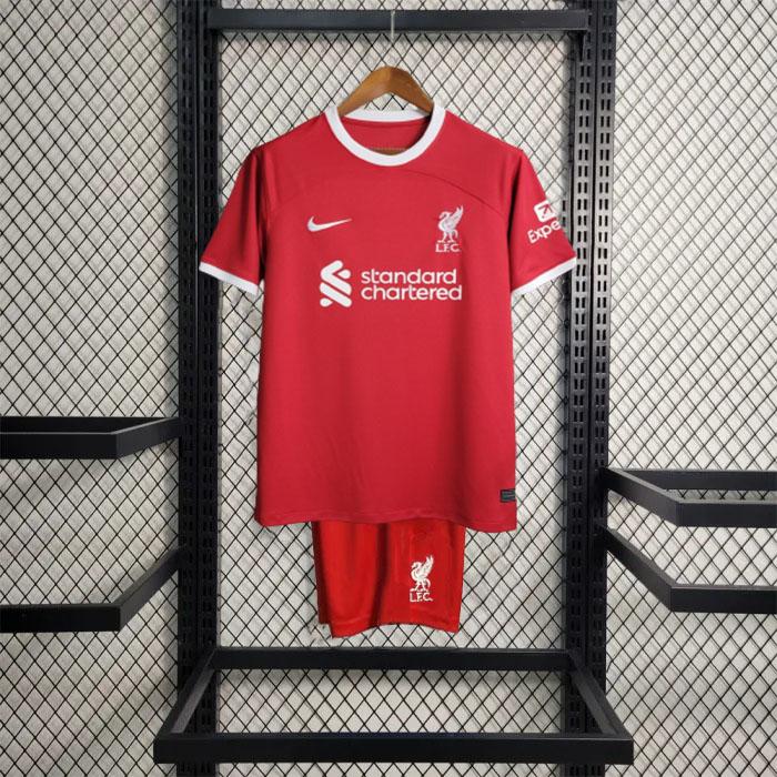 Liverpool Mesh Cotton Short Sleeve Home Jersey With Short Pant 2023-24 Season