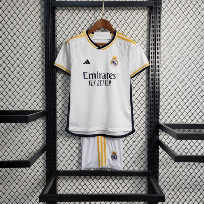 Real Madrid Mesh Cotton Short Sleeve Home Jersey With Short Pant 2023-24 Season