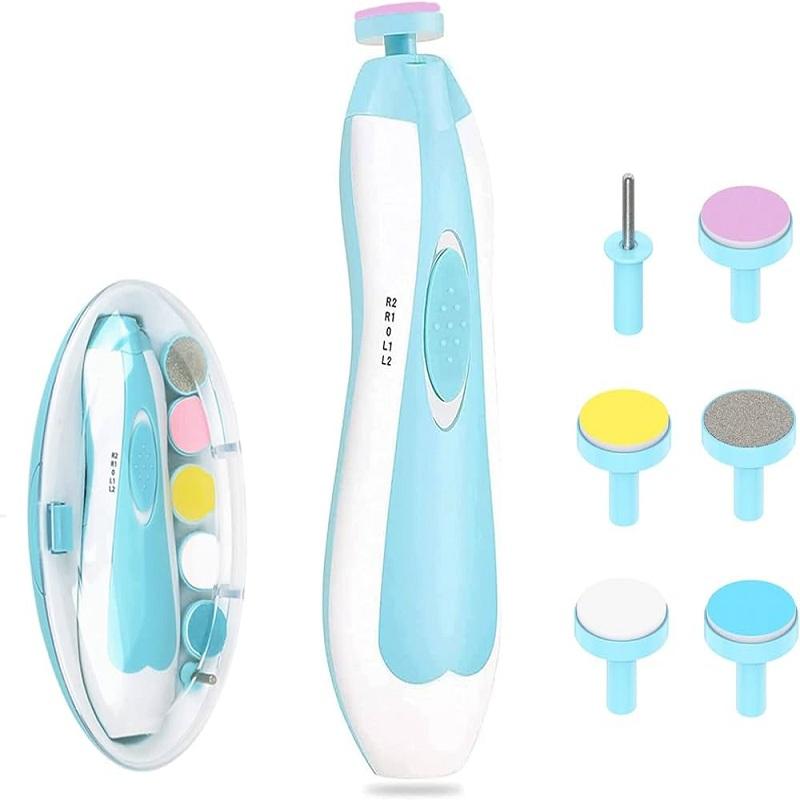 Baby Nail File Electric Nail Trimmer Safe Baby Nail Clippers Manicure Set with 10 Grinding Heads 8 Sandpapers, Trim Polish Groom for Newborn Infant Toddler or Adult Toes Fingernails Care
