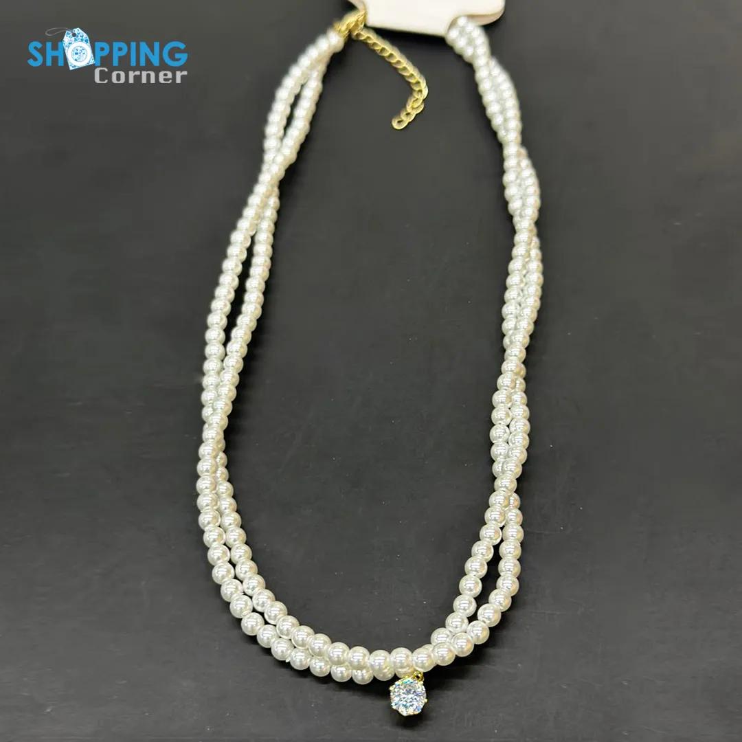 Double Layer Pearl Stone Necklace