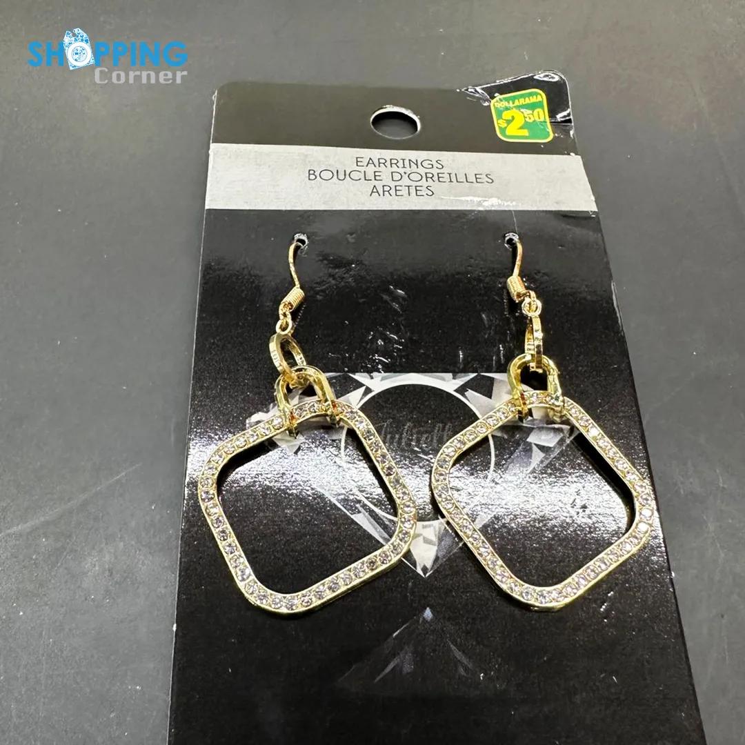Pave Stone Square Drop Earring