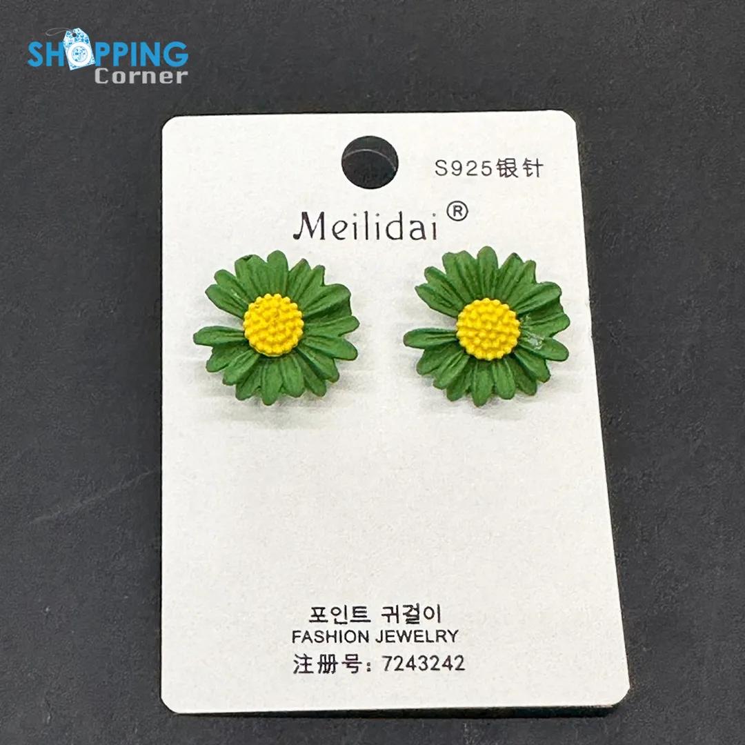 Fashion Kpop Green Daisy Flower Earring