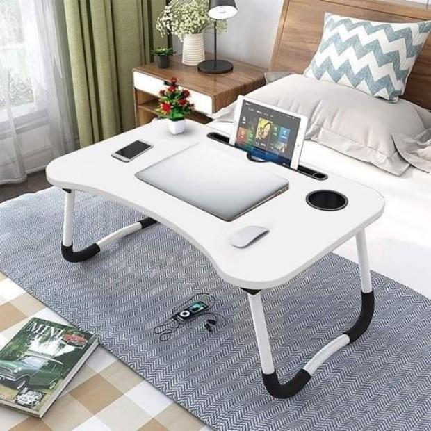 FOLDING LAPTOP STAND HOLDER & STUDY TABLE DESK FOR BED (WHITE COLOR)