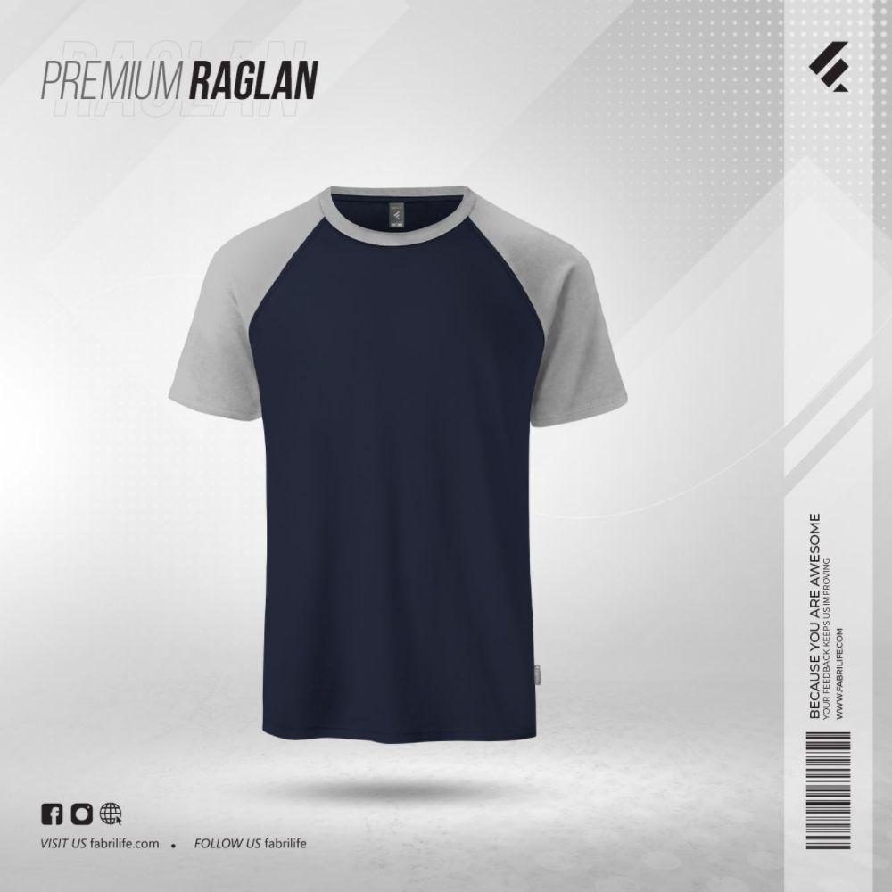 Fabrilife Mens Premium Short Sleeve Raglan - Navy