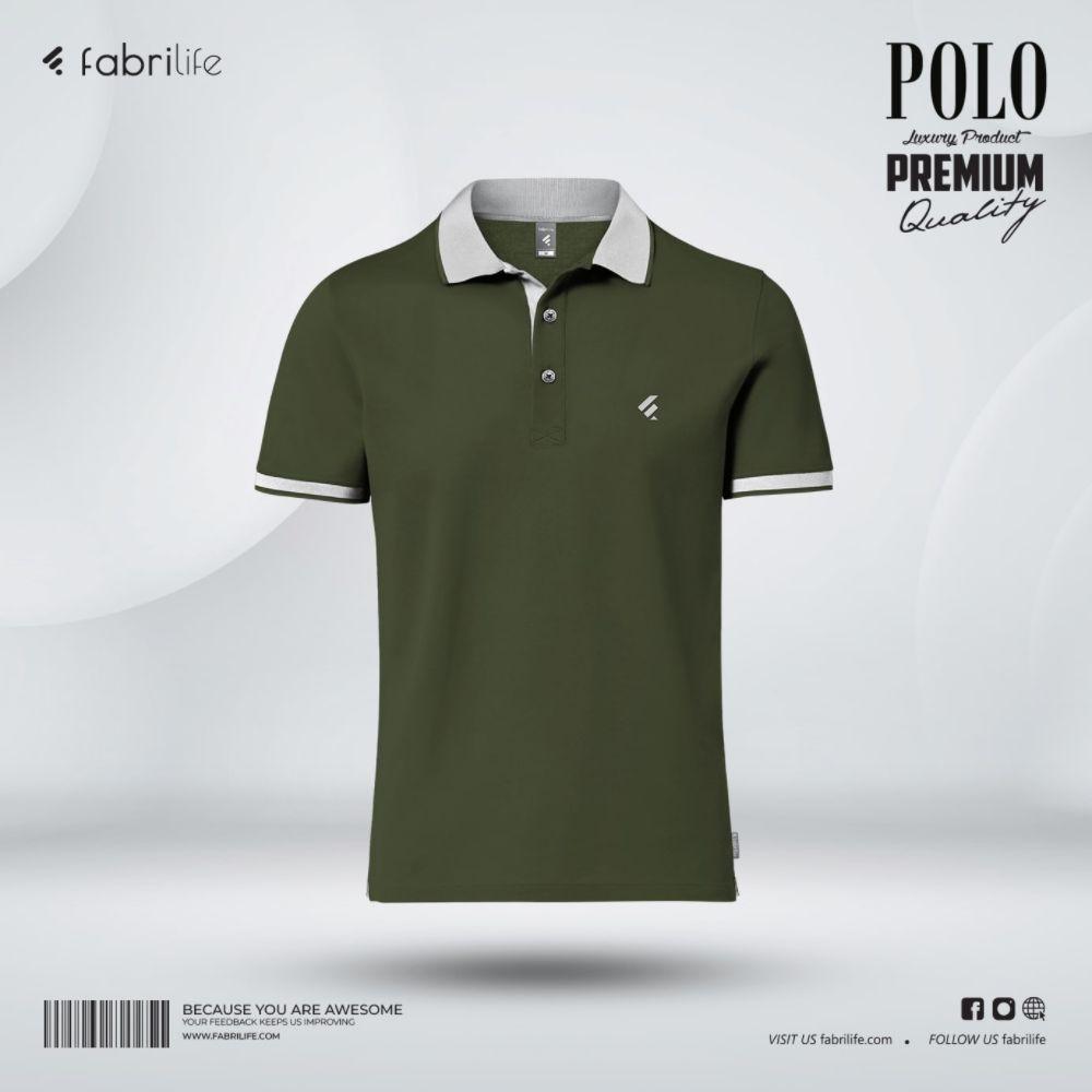Fabrilife Single Jersey Knitted Cotton Polo - Olive