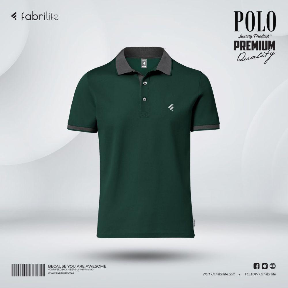 Fabrilife Single Jersey Knitted Cotton Polo - Green