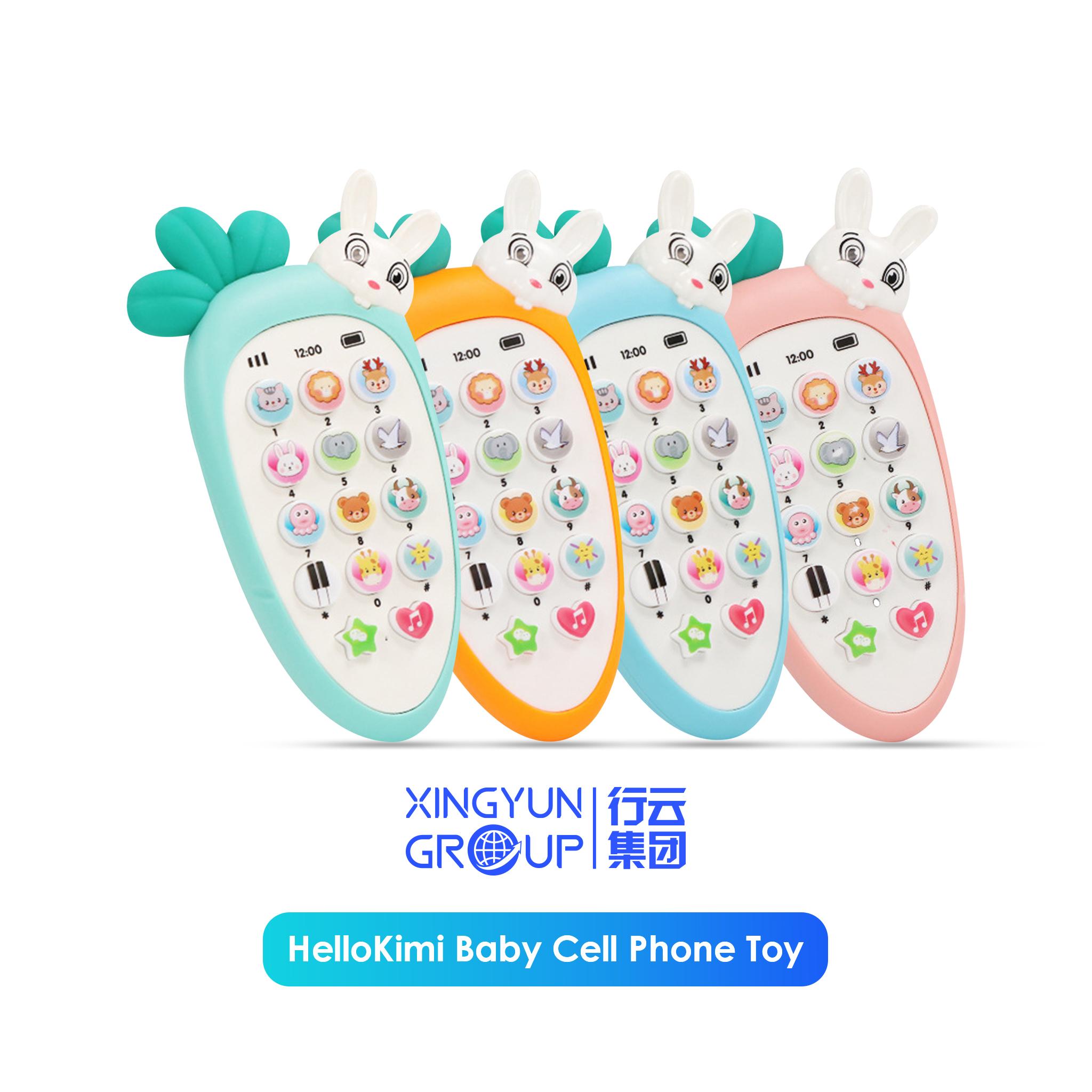 HelloKimi Baby Cell Phone Toy for Learning and Play Early Education Telephone with Silicone Cover Music Lights for 0-1 Year Old Kids with lanyard