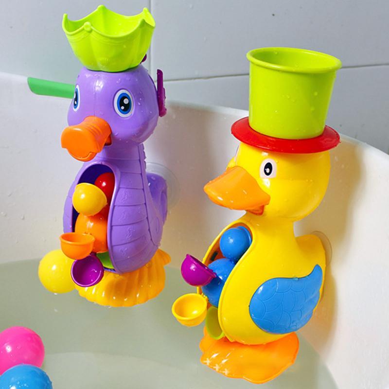 In Mint Condition Kids Shower Bath Toy Cute Yellow Duck Waterwheel Toys Baby Faucet Bathing Water Spray Tool Dabbling Toy Gifts Bath Toy