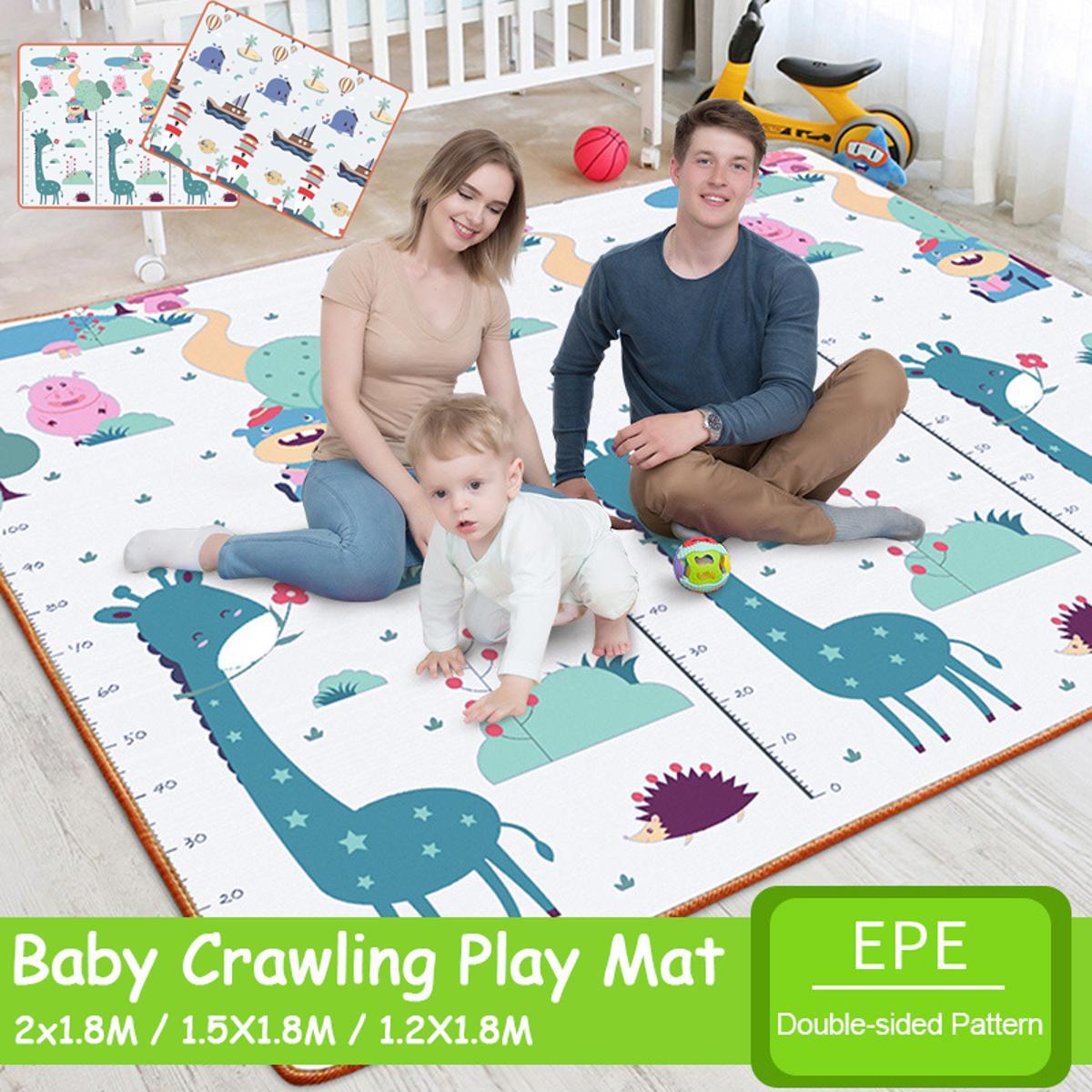 Nyt Portable Baby Climbing Play Mat Epe Baby Room Crawling Pad Double-Sided Cartoon - 1.8X1.2X0.5