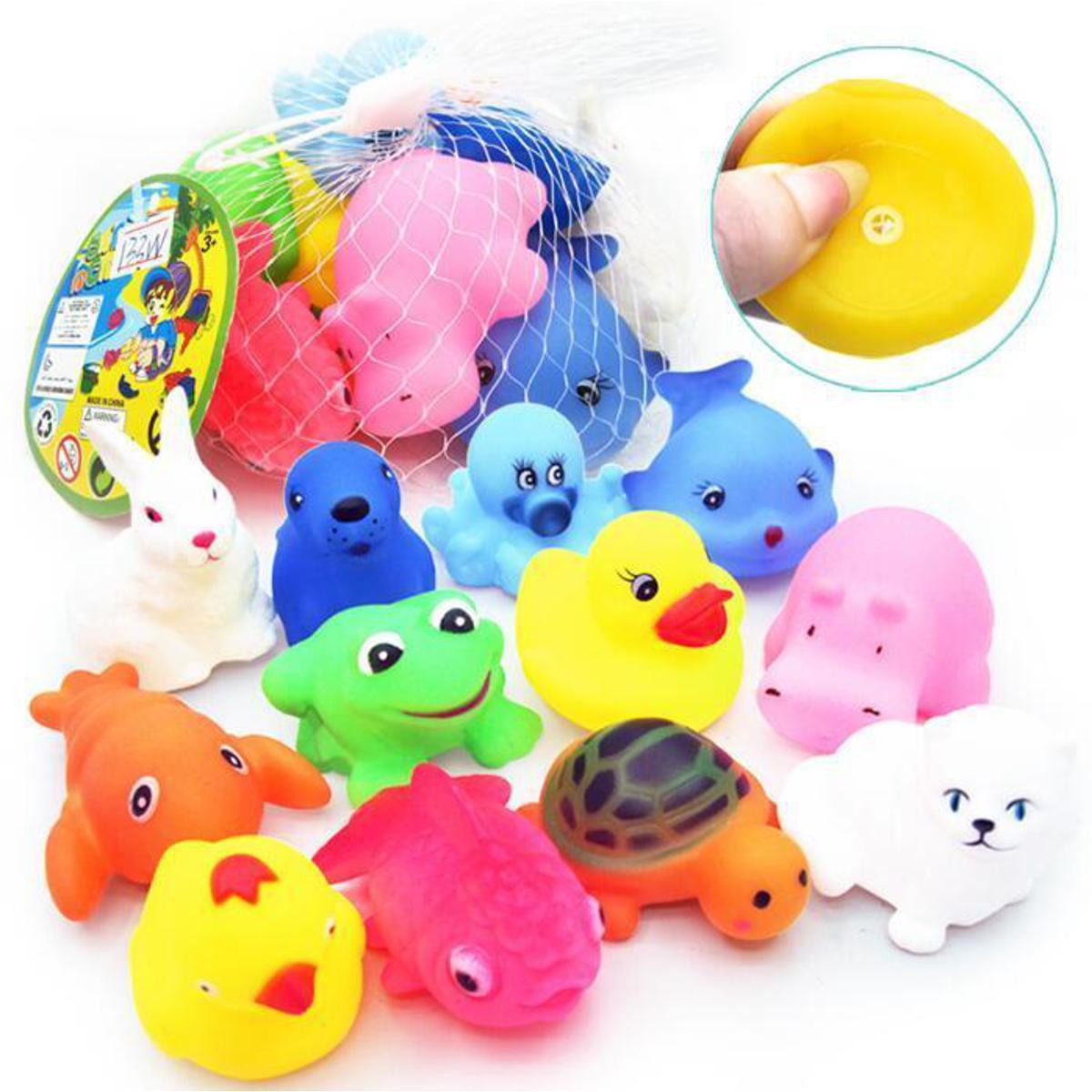 Soft Rubber Float Sqeeze Sound Baby Wash Bath Play Animals Toys -6 pis