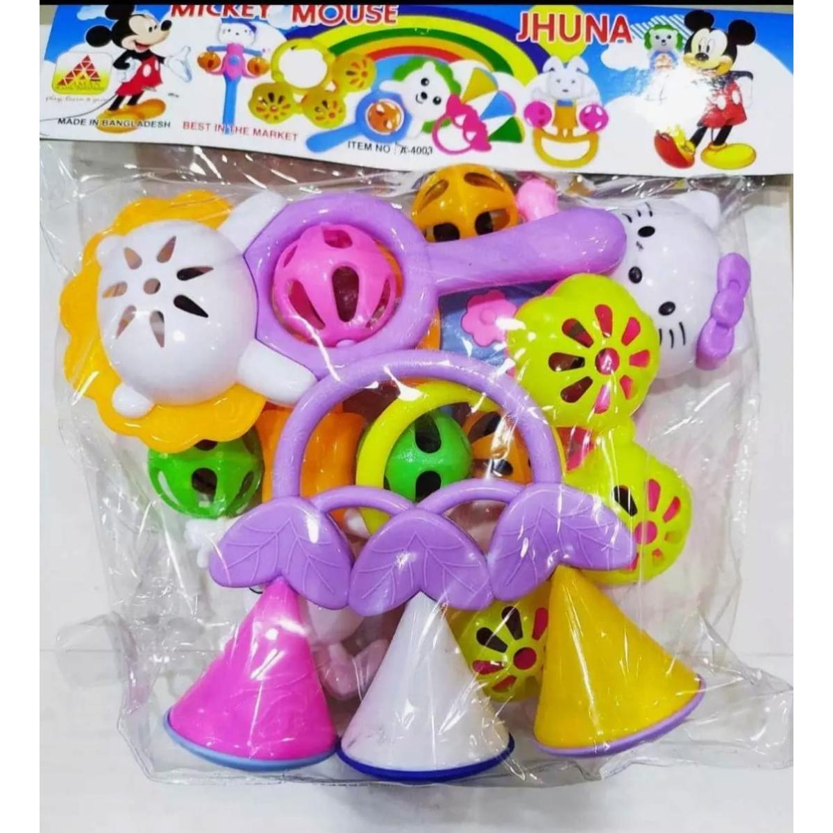Lovely colourful Shaking Jhunjhuni Toy Set/ Micky Mouse Jhunjhuni Set for New Born Baby Sound Toy Set