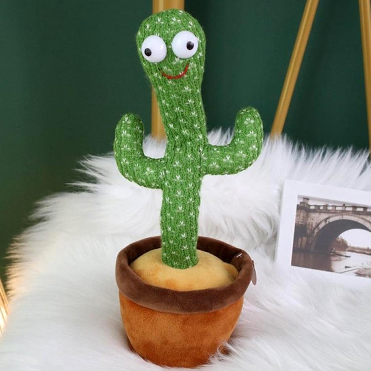 Rechargeable Dancing Cactus Plush Toys with Light Funny Singing Electronic Recording Function