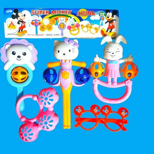 5Pcs Jhun-Jhuni Toys Set For Your Kids (Multicolor)