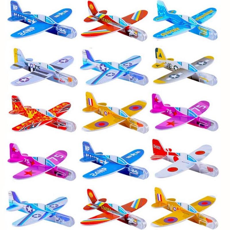 Cartoon Mini Portable Safe DIY Colored Glider Aircraft Outdoor Game Toys Creative Funny Foam Hand Thrown Airplane Models For Kids Birthday Party Favors Gift