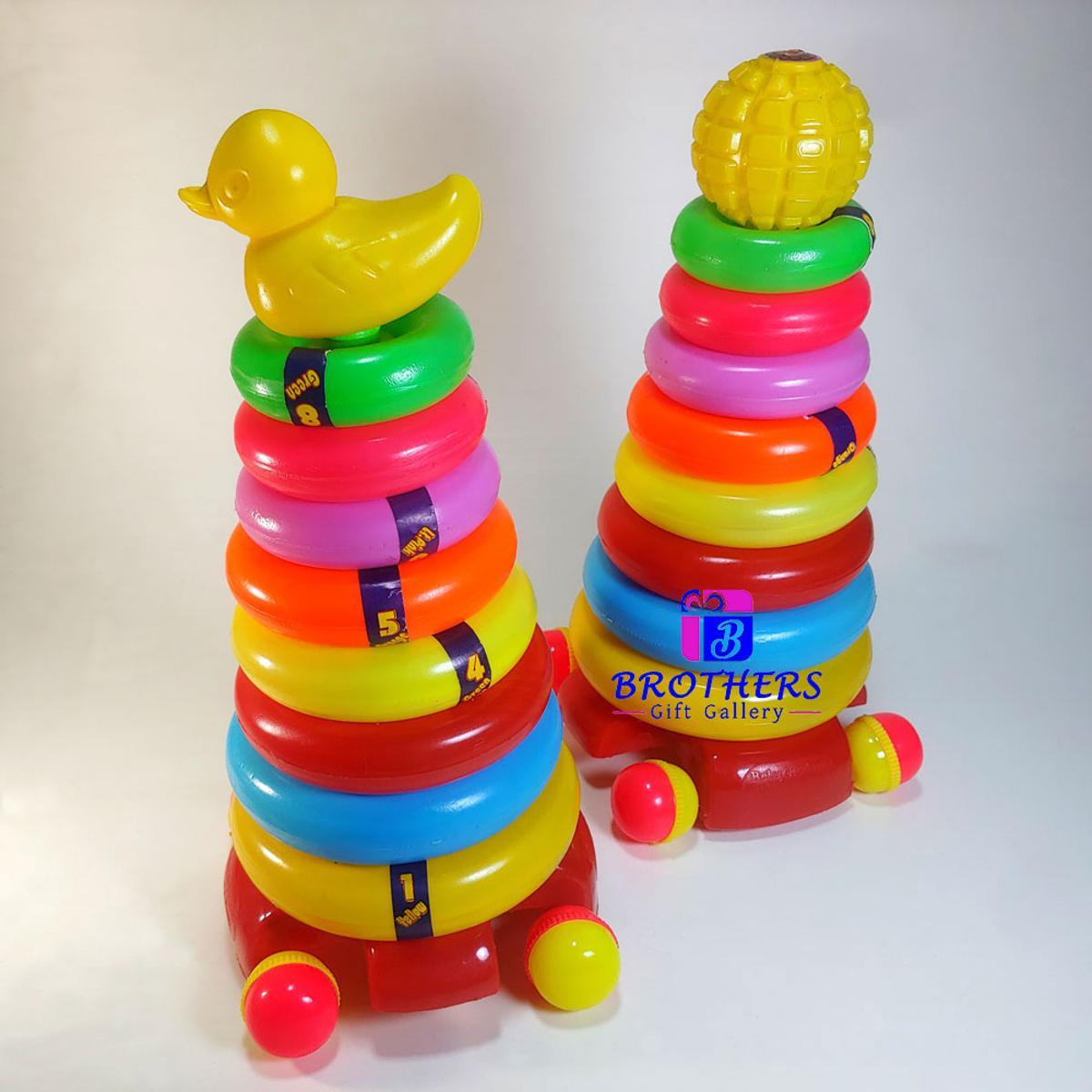 1Pcs Colorful Ring Stacking Pyramid Toy for Kids- Rainbow Stack Ring Pyramid - Baby Toys - Toys