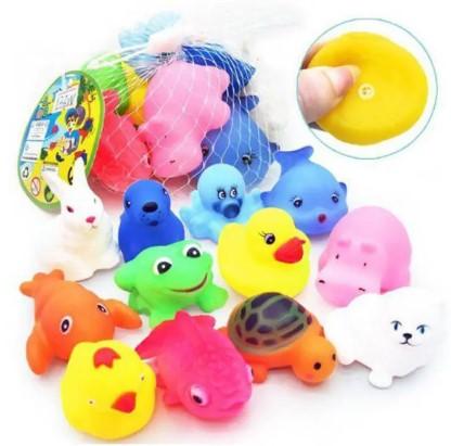 Float Skis Sound Baby Wash Bath Animal Toys Made By Soft Rubber 6 Pcs coMbo Pack